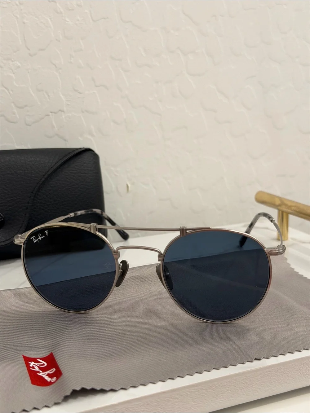 Ray-Ban RB8147M TITANIUM SUNGLASSES Special Edition Round Silver
